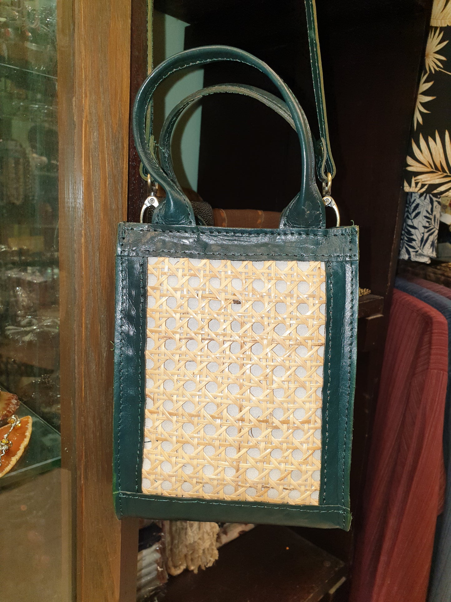 Rattan leather bag
