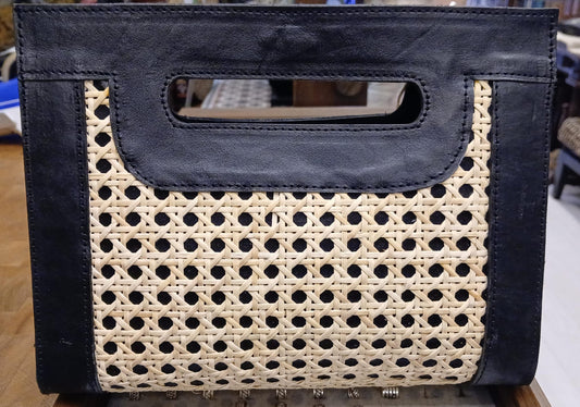 Rattan w leather bag